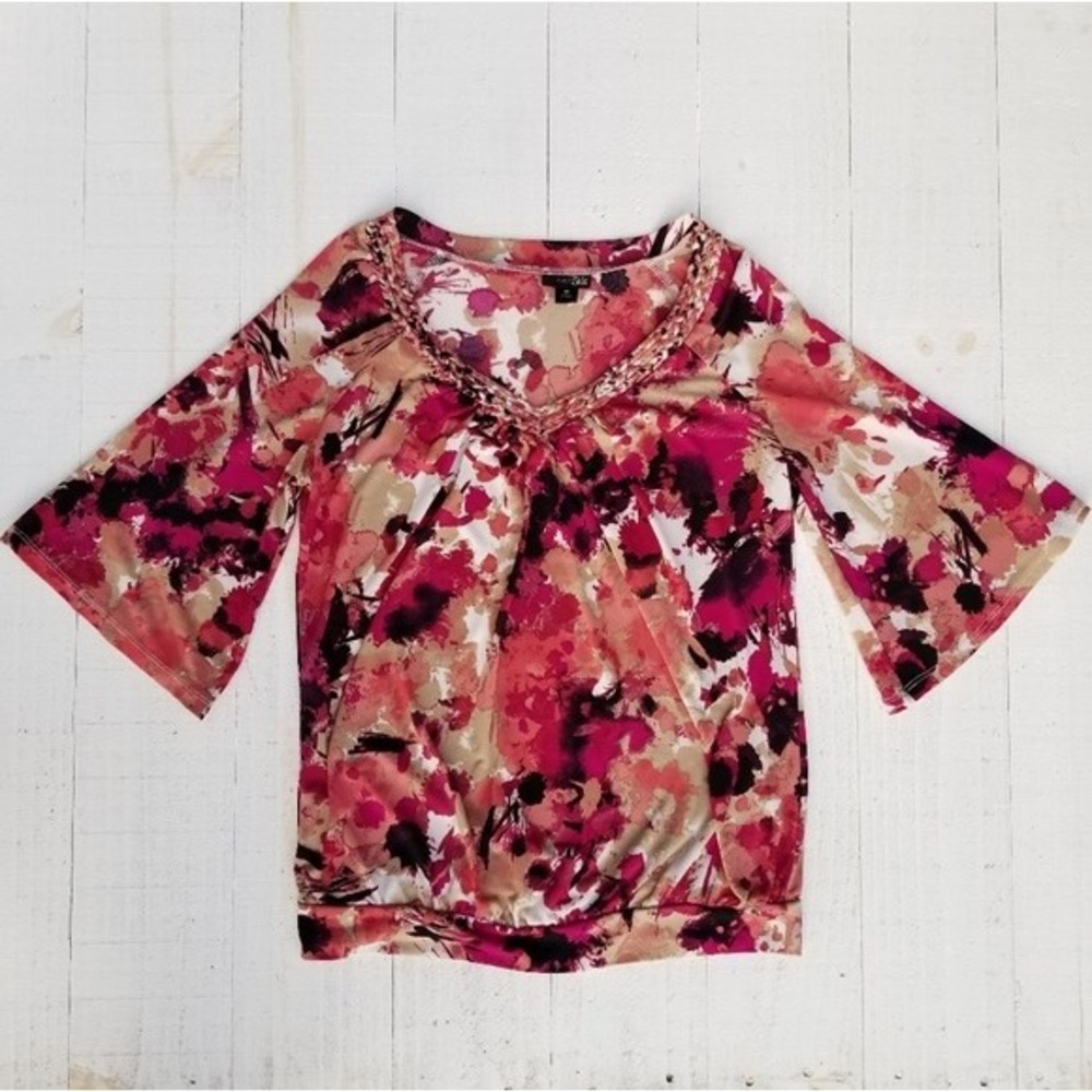 Floral Blouse Dress Shirt sz Med East 5th Woman